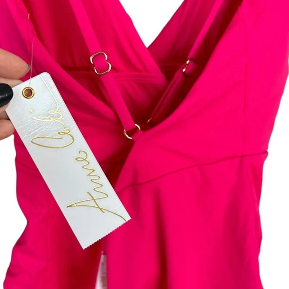 NWT Anne Cole Berry Pink One Piece Swimsuit Cross Back Size 16 - Picture 7 of 9